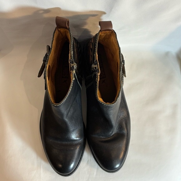 PIKOLINOS Sz 39 Leather Ankle Boots With Decorative Straps Stacked Heels Zipper - Picture 4 of 15
